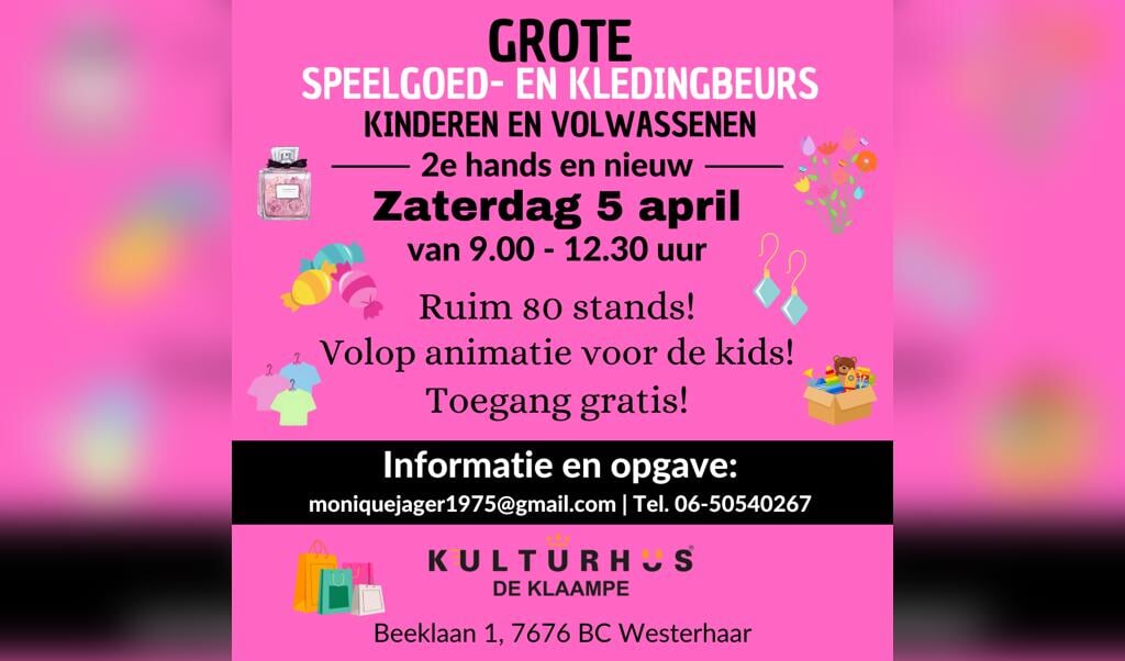 Grote kleding en speelgoedbeurs Westerhaar 5 april 2025
