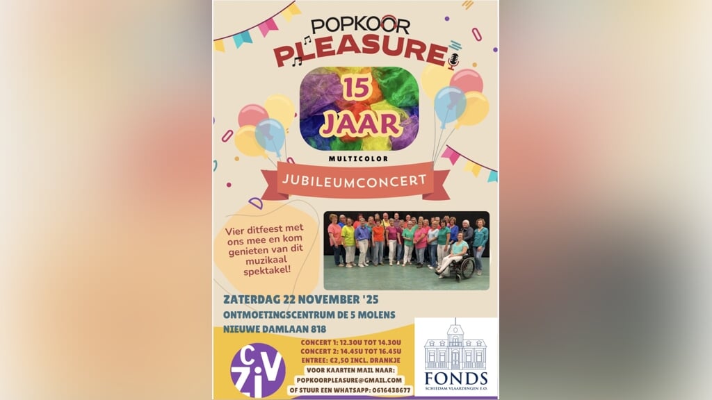 Popkoor Pleasure viert 15 jaar met dubbel jubileumconcert in Nieuwland