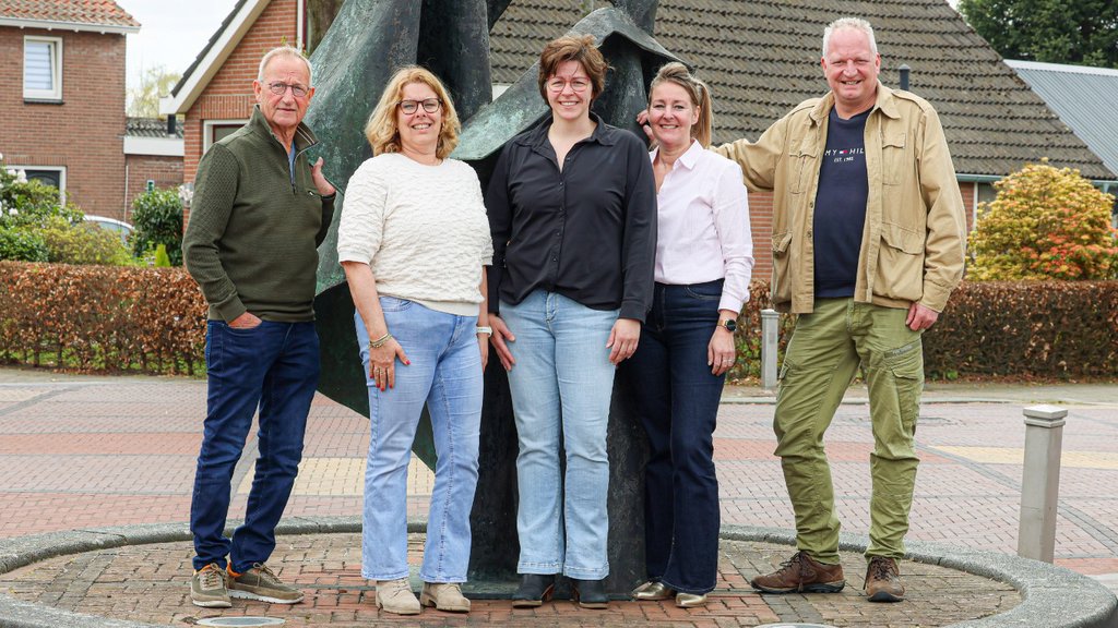 De werkgroep die De Beurs voorbereidt, vlnr. Tjeerd Douma, Carola Mulders-Kuiper, Anke Rumpf, Lia Hengeveld en Henk-Jan van Toorn. Jan de Groot was afwezig