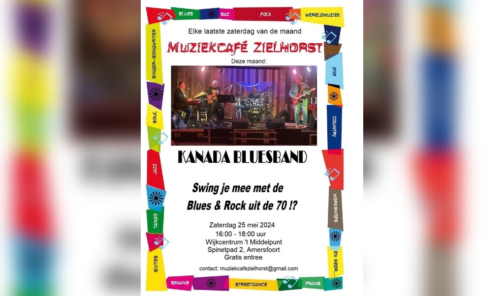 Kanada Bluesband treedt zaterdag 25 mei as op Muziekcafé Zielhorst