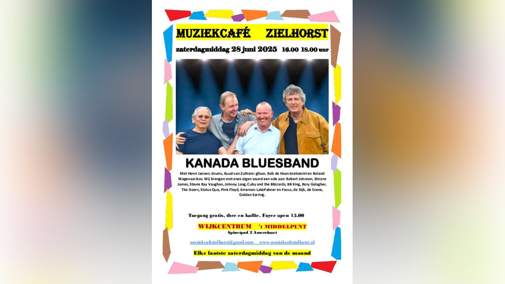 MUZIEKCAFE ZIELHORST KANADA BLUESBAND zaterdagmiddag van 16.00-18.00 uur
