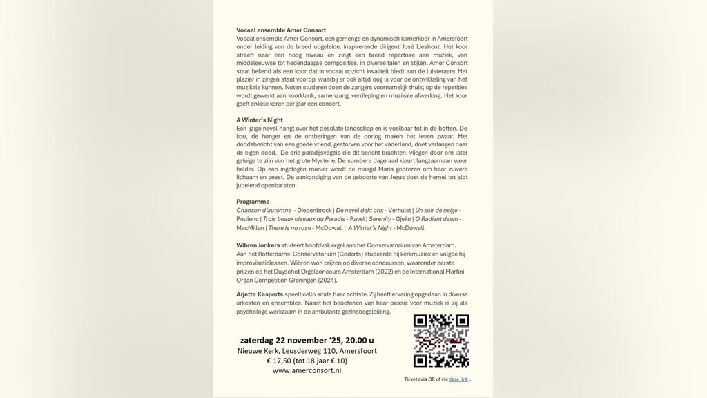 A Winter’s Night door vocaal ensemble Amer Consort