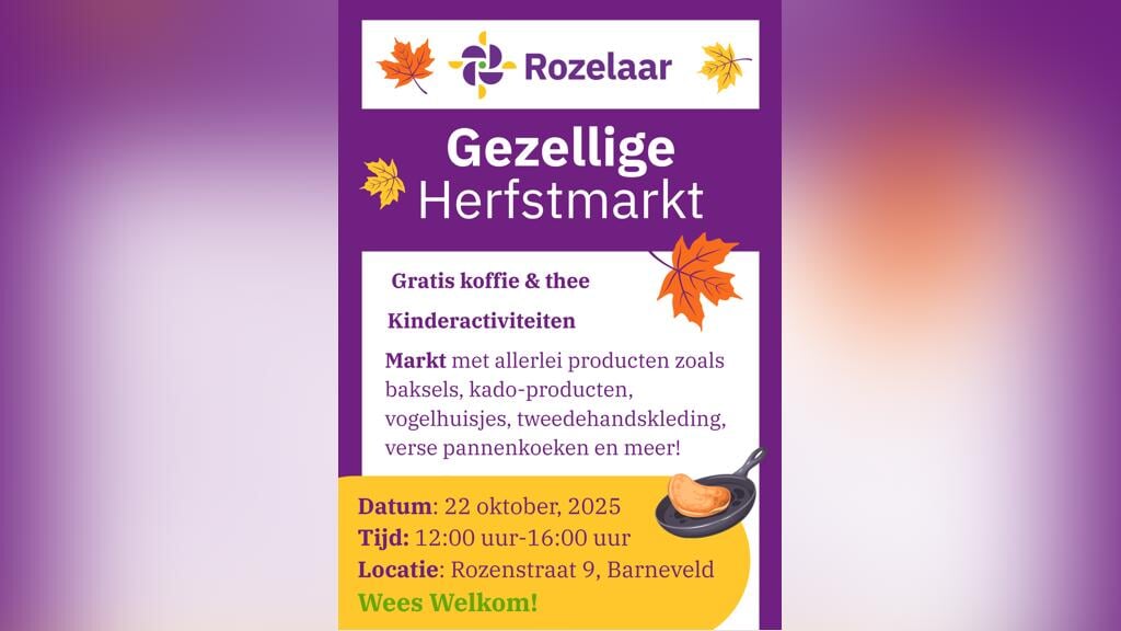 Gezellige Herfstmarkt bij de Rozelaar - Rozenstraat 9