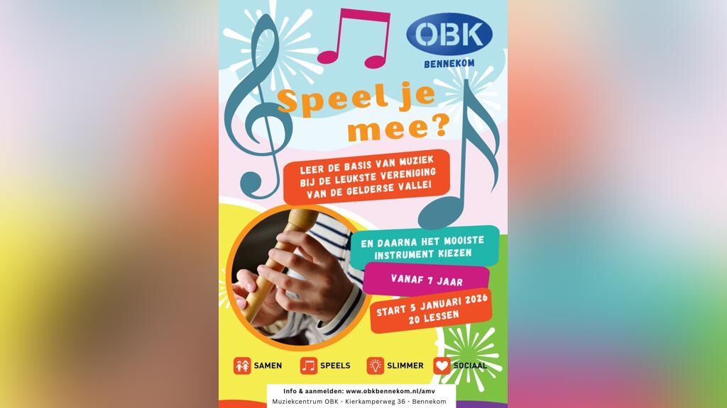 Start AMV-lessen op blokfluit bij OBK Bennekom