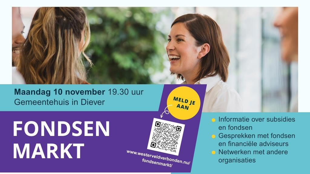Ontdek financieringskansen op de Fondsenmarkt Westerveld – maandag 10 november in Diever