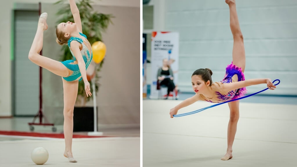 Bij ritmische gymnastiek wordt gewerkt met verschillende materialen. (Foto's: Bart Treuren)