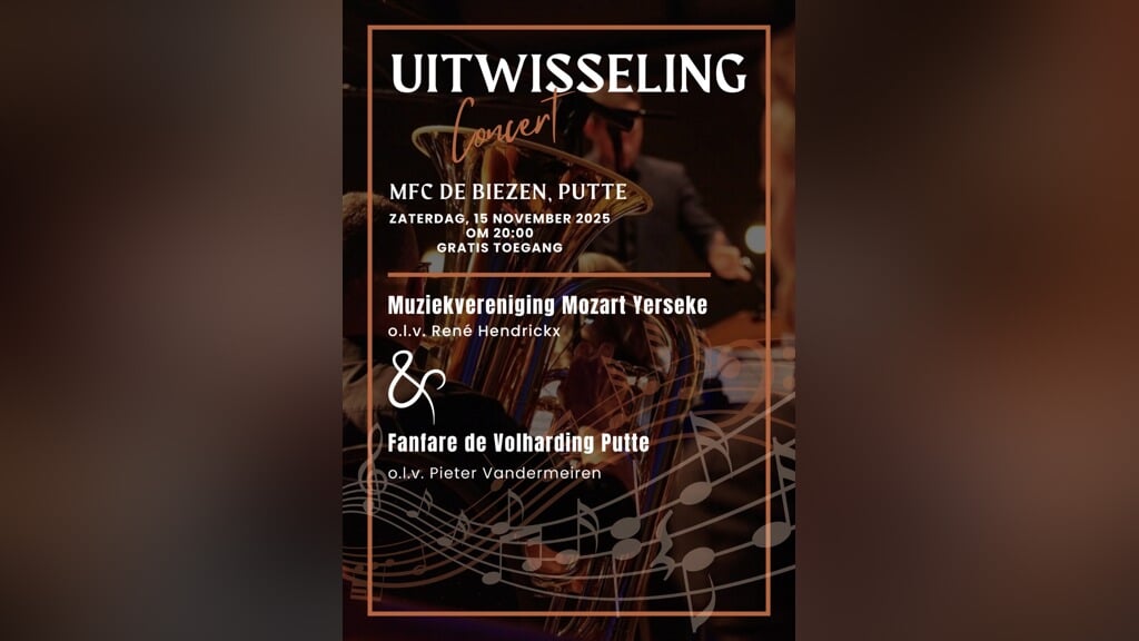 Fanfare De Volharding en Mozart Yerseke houden uitwisselingsconcert