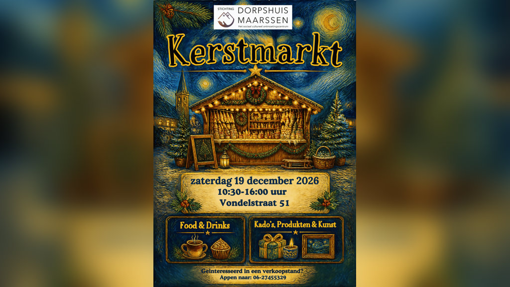 Dorpshuis Maarssen Kerstmarkt zaterdag 19 december