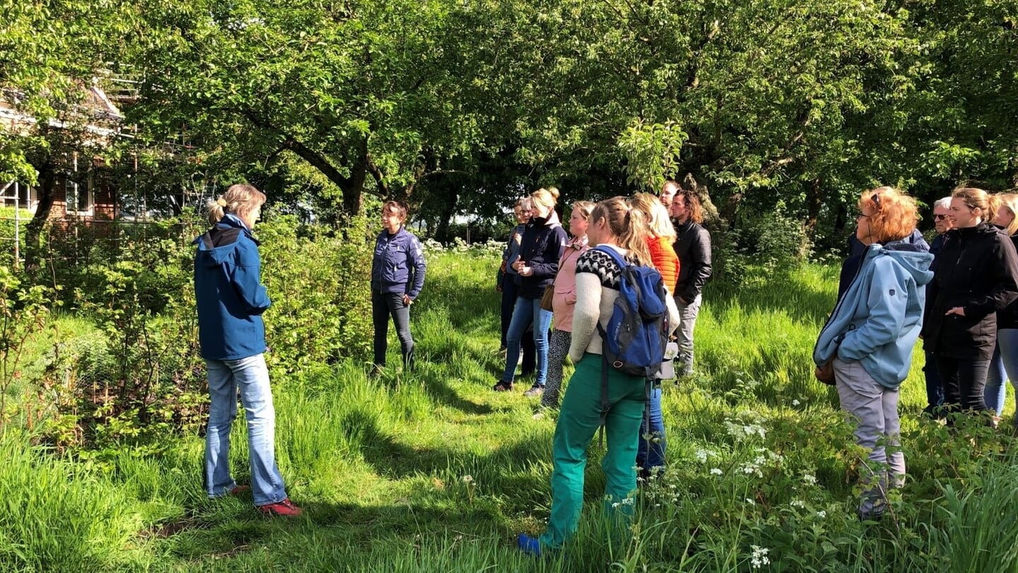 Deelnemers aan een eerdere workshop van agrarische natuurvereniging Wierde & Dijk op excursie naar een groen erf.