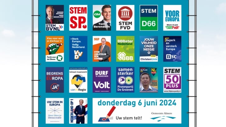 De gemeente plaatst binnenkort dit soort borden met partijen waarop gestemd kan worden (Foto: aangeleverd)