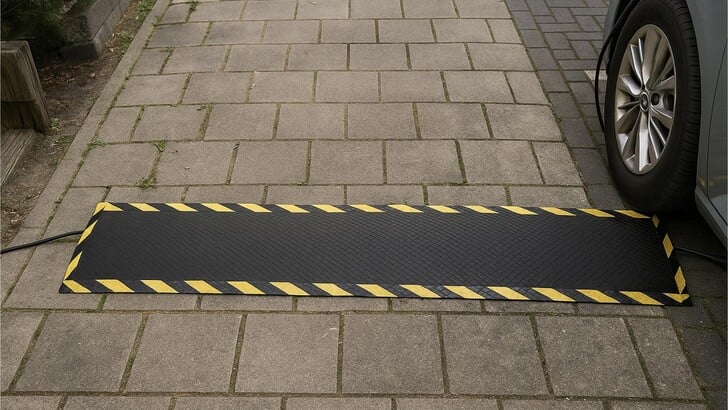 Deelnemers kunnen kiezen voor kabelgoottegels of een kabelmat zoals op de foto. (Foto: aangeleverd)
