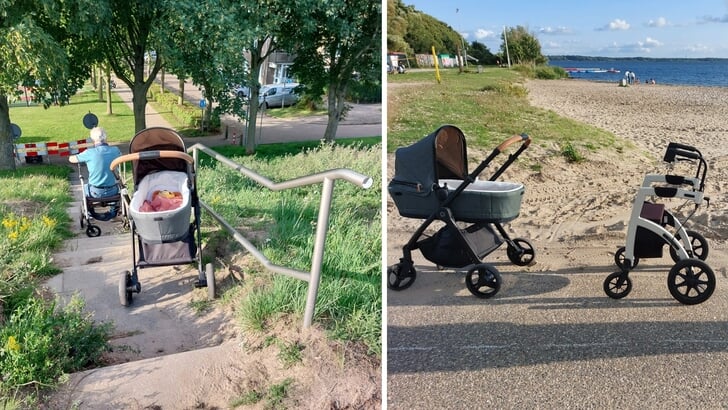 De trap van en naar de andere kant van de dijk is niet voor iedereen te doen.