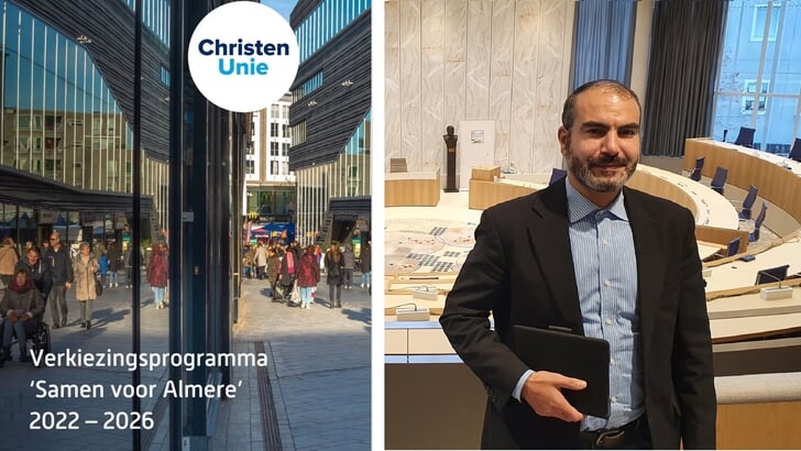 Hassan Buyatui (rechts) start een nieuwe partij onder de naam Samen voor Almere. ChristenUnie zegt deze naam al sinds 2022 te gebruiken als slogan.