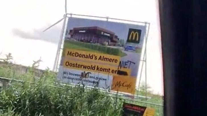 Bewoners van Oosterwold zijn niet zo blij met een McDonalds (Archieffoto: aangeleverd)