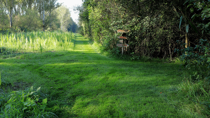 Met de sloot die hier komt is er geen toegang meer naar het bos  (Foto: Almere DEZE WEEK)