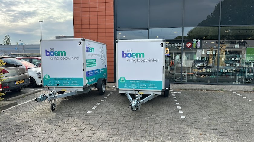 Eerste drie uur gratis aanhanger lenen bij kringloopwinkel De Boem in Amstelveen