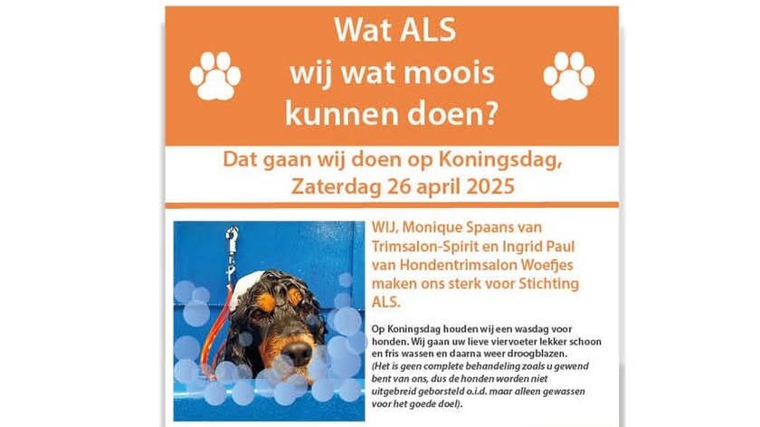 Honden wasdag op Koningsdag voor Stichting ALS