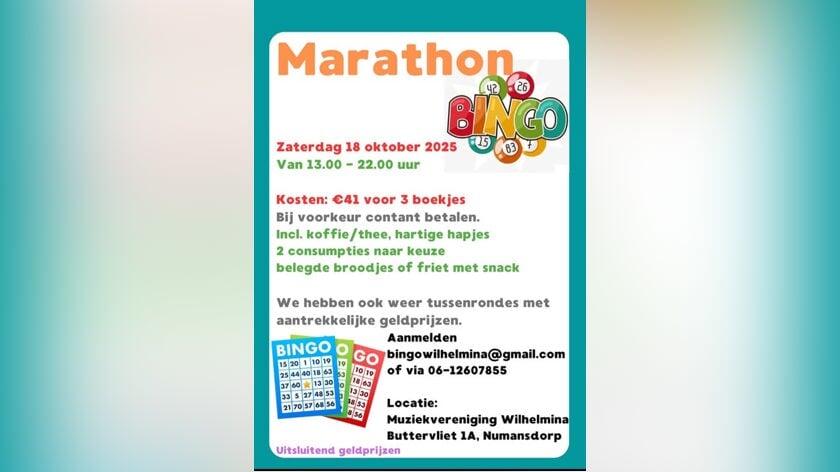 Marathonbingo bij Wilhelmina