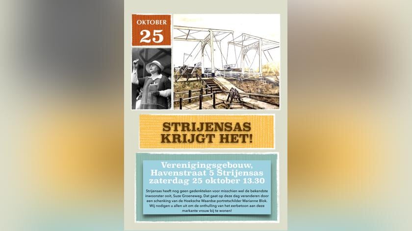 Onthulling schilderij Suze Groeneweg zaterdag 25 oktober in Strijensas