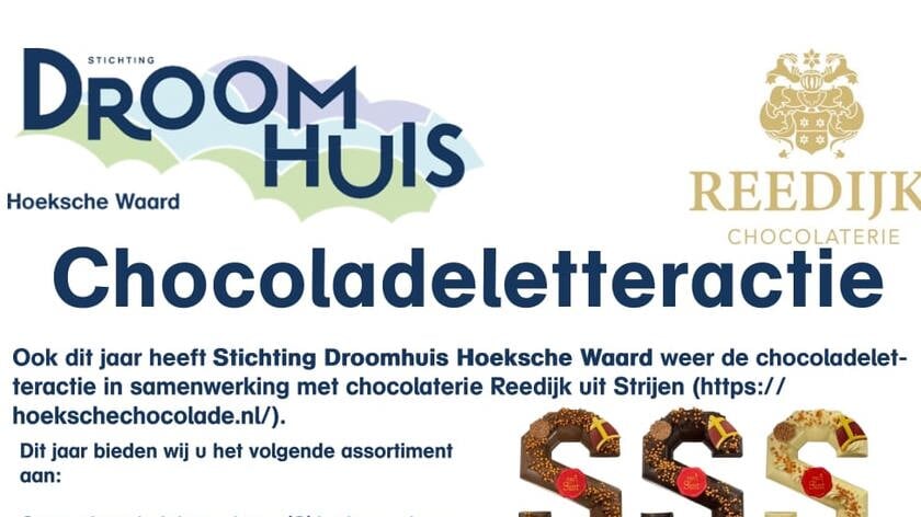 Chocoladeletteractie voor Droomhuis Hoeksche Waard