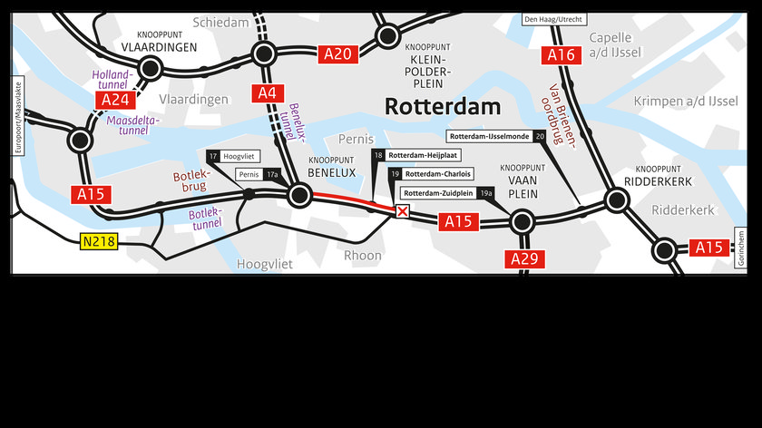 Werkzaamheden parallelbaan A15 verschuiven naar volgend jaar
