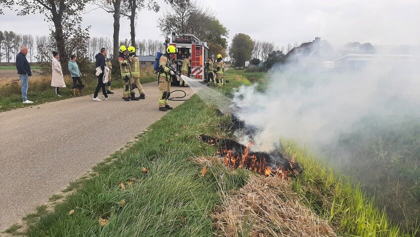 Bermbrand in struikgewas bij Sint-Annaland, brandweer beperkt schade