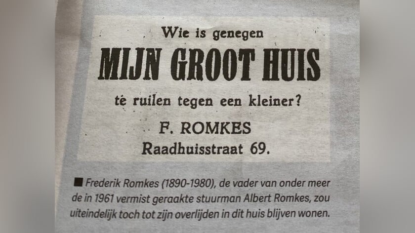 Aanvulling op dit krantenknipsel uit Het Urkerland uit 1955: kleindochter van Flerik Romkes deelt het hele verhaal erachter