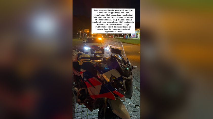 Bestuurder onder invloed van cannabis rijdt asociaal en wordt aangehouden