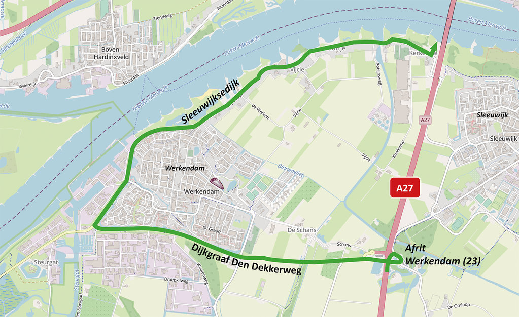 De route van de speciale transporten.