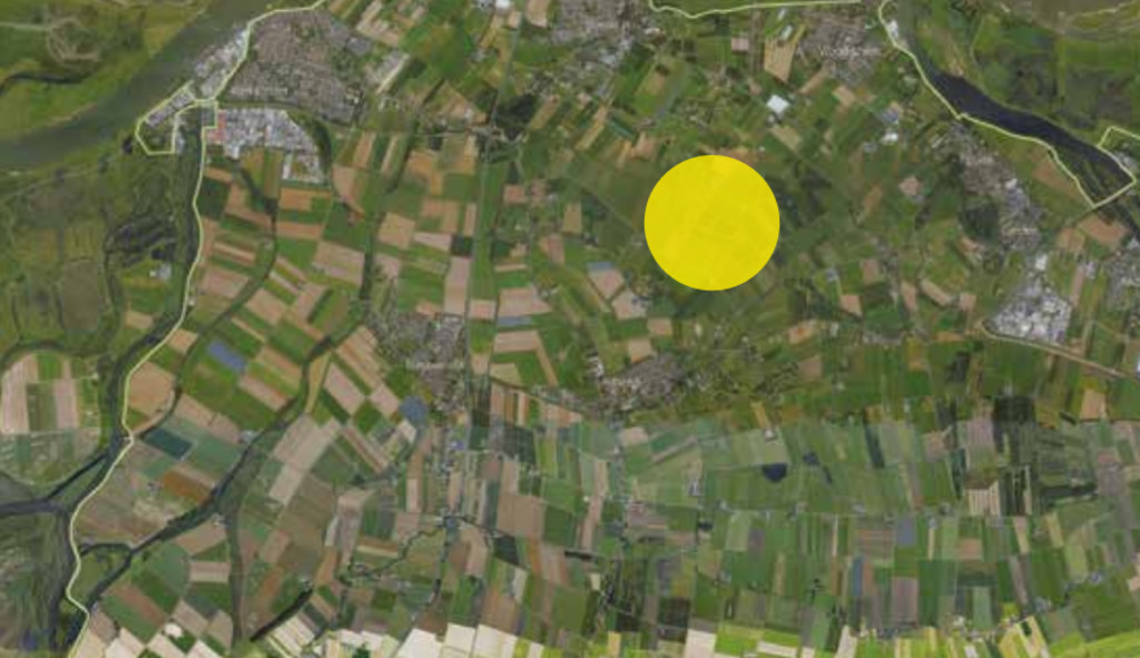 De globale locatie die in Altena is aangewezen. Het gaat om ongeveer 2000-2500 hectare grond.