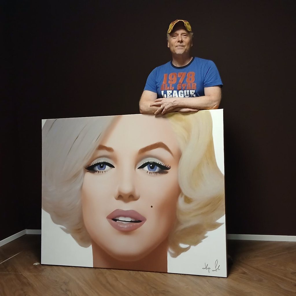 Een werk van Sol waarin hij Marilyn Monroe afbeeldt.