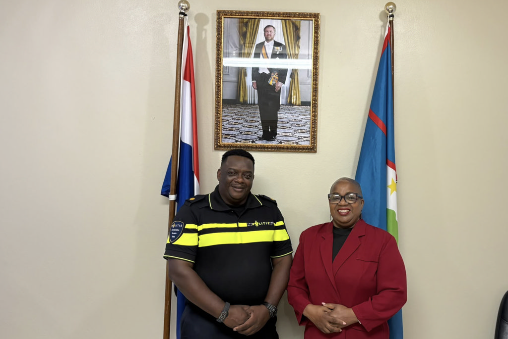 Courtar visiting acting Island Governor Sharon Hassell.