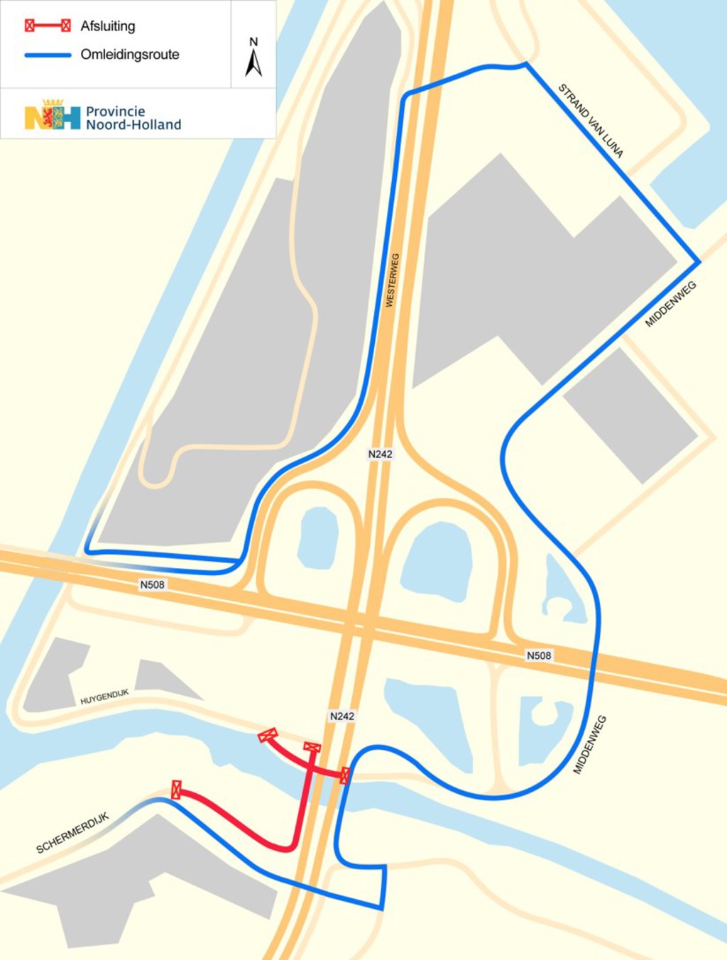 Omleidingsroute 1.