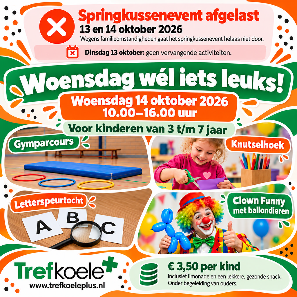 Geen springkussenevent, wel nieuwe activiteiten bij Trefkoele+ op woensdag