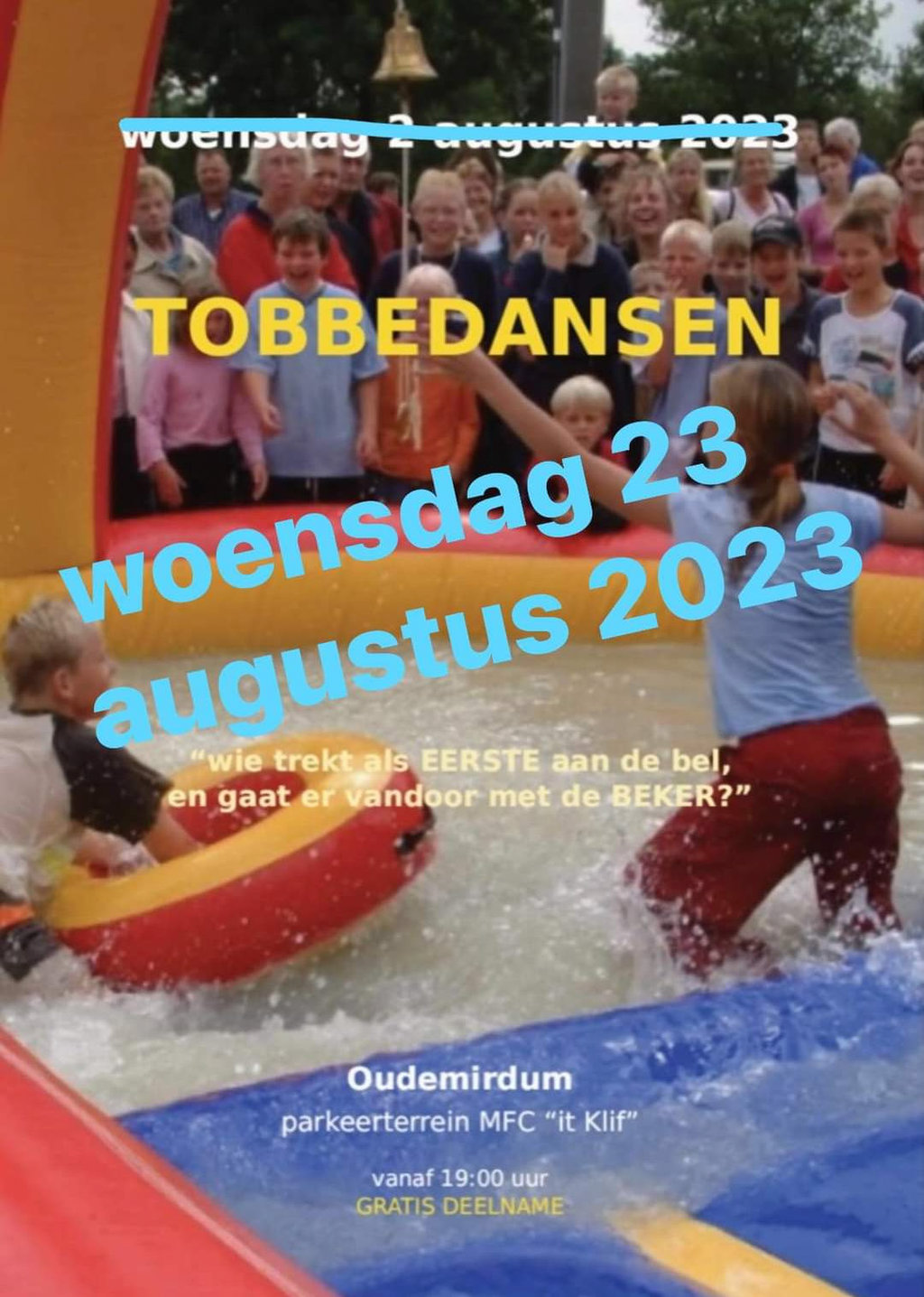 Zomerprogramma 2023 VOB poster Tobbedansen nieuwe datum 23 augustus 2023