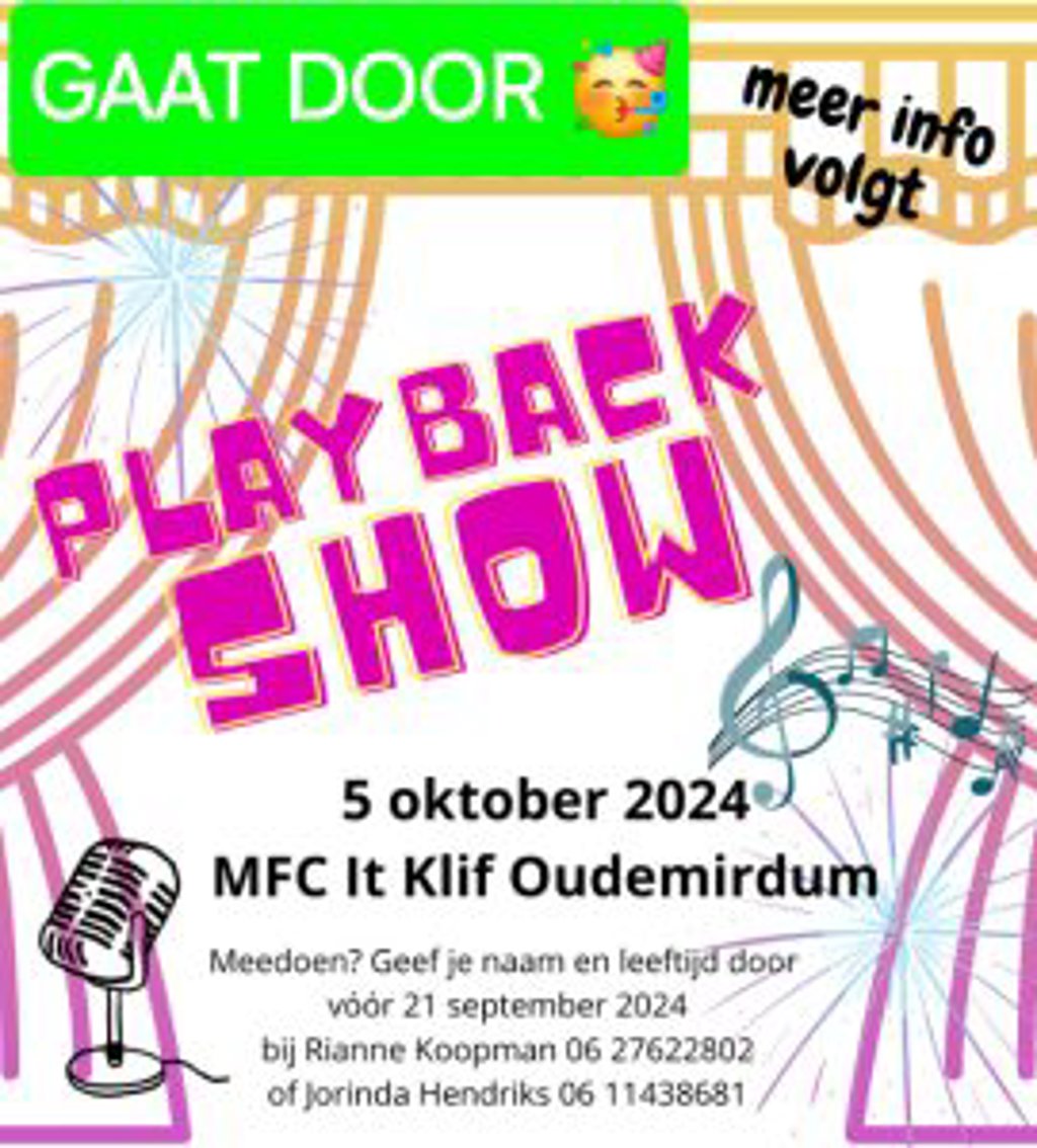 Playback show gaat door WP 241005