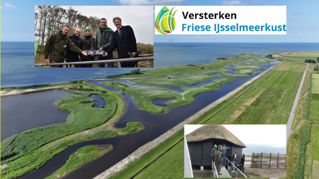 251111 FI Oplevering Natuurgebied De Mokkebank bij Laaksum. Op de foto linksboven staan v.l.n.r. Germ van der Burg (It Fryske Gea), Dirk-Jan Lepstra (Provincie Fryslan), Chris Bakker (It Fryske Gea), Henk de Boer (wethouder Súdwest-Fryslân) en Remboud van Iddekinge