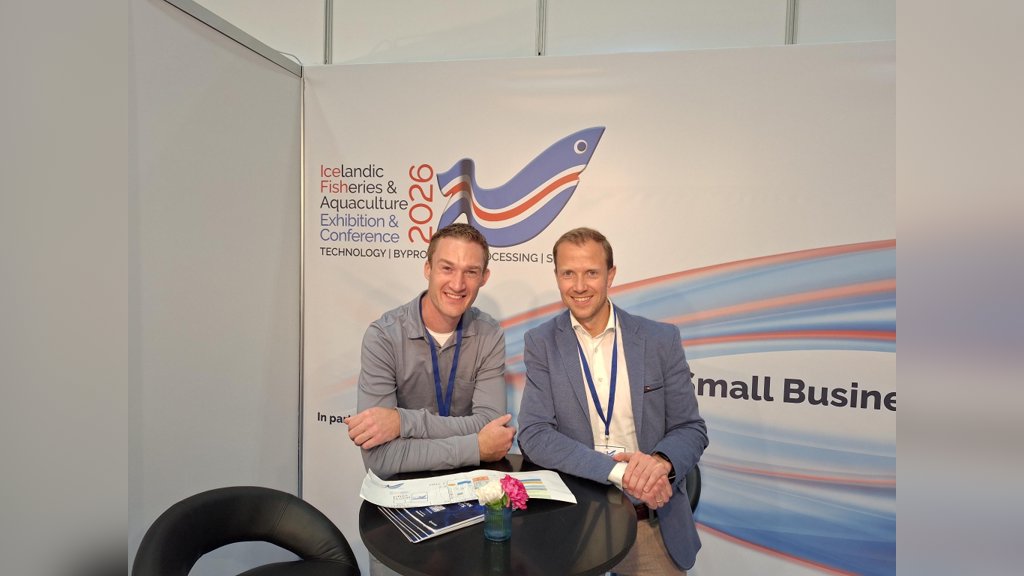 Ferry Tigchelhoff (Aeres Hogeschool) en Geert Hoekstra op de Ice Fish Beurs.