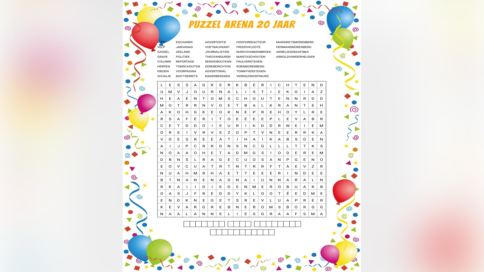 Arena 20 jaar: Puzzel mee en win prachtige prijzen!