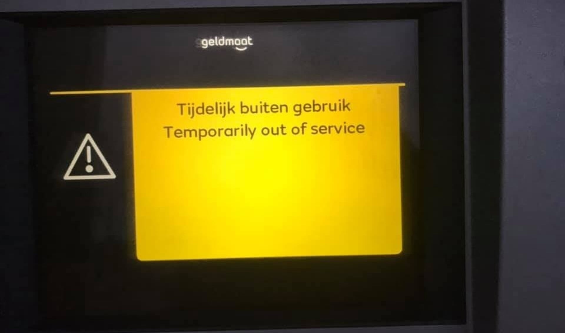 Pinautomaat tijdelijk buiten gebruik
