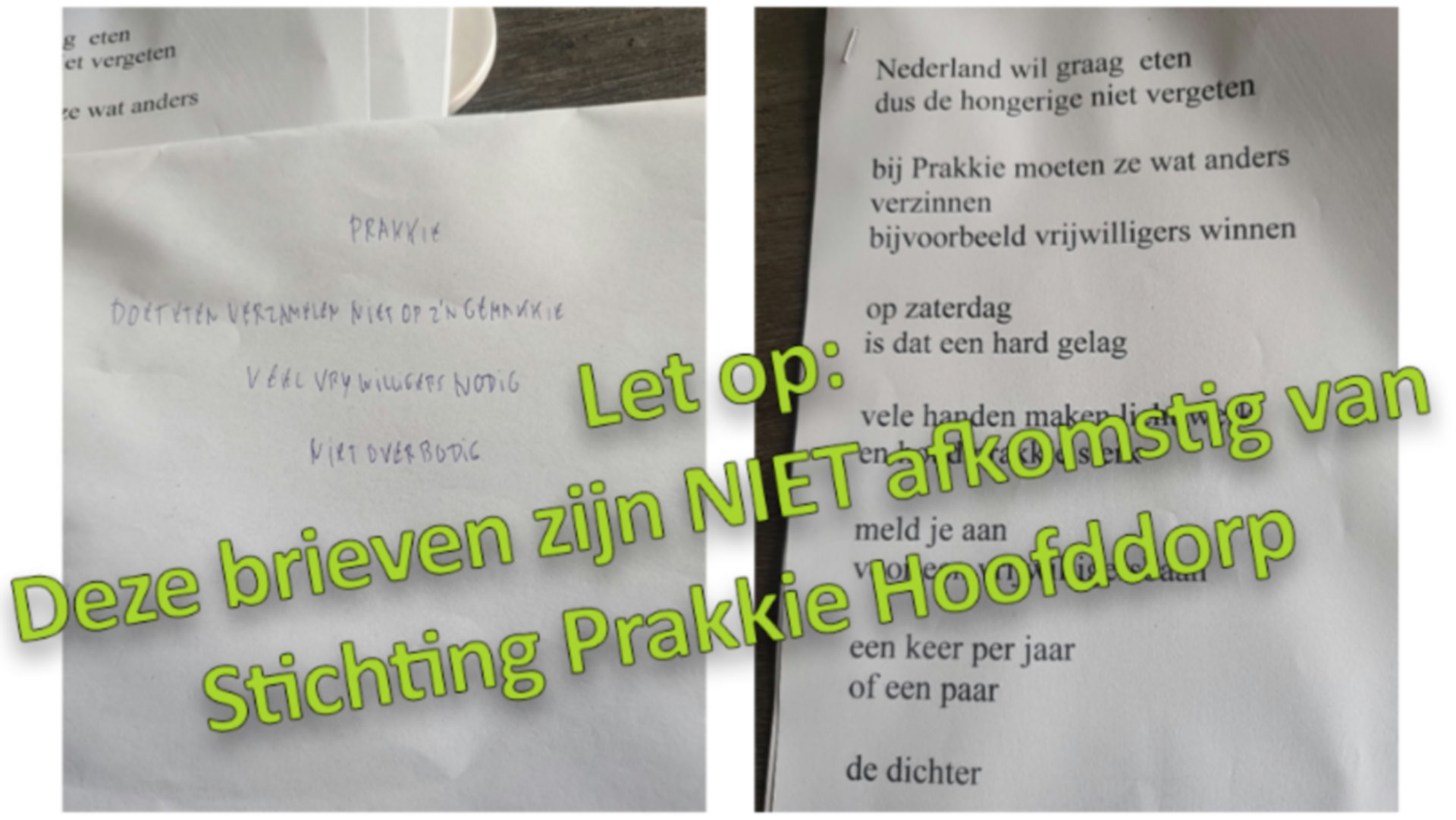 BELANGRIJKE MEDEDELING – STICHTING PRAKKIE HOOFDDORP