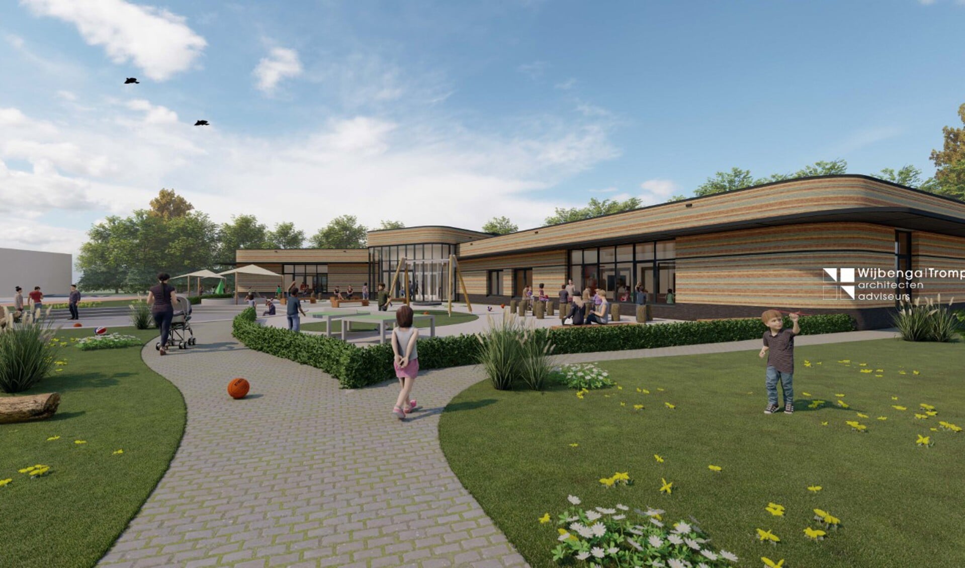 Bouw duurzame ontmoetingsschool de Oanrin in Arum van start