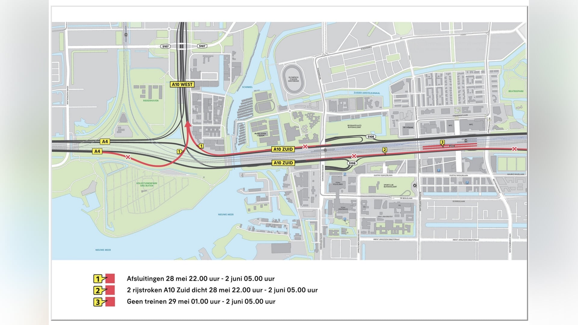 Grote verkeersdrukte aan de zuidkant van Amsterdam tijdens Hemelvaart
