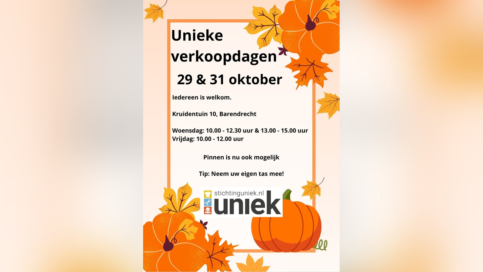 Verkoopdagen bij Kledingbank Uniek
