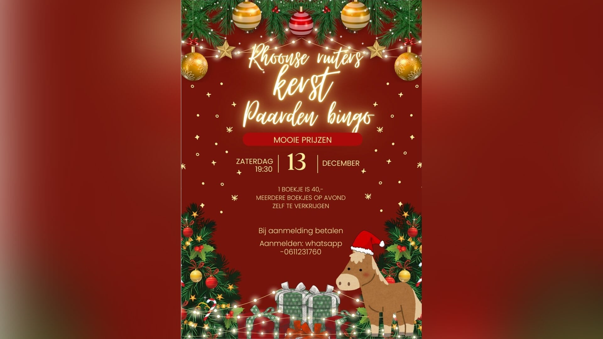 Kerst Paardenbingo bij Rhoonse Ruiters