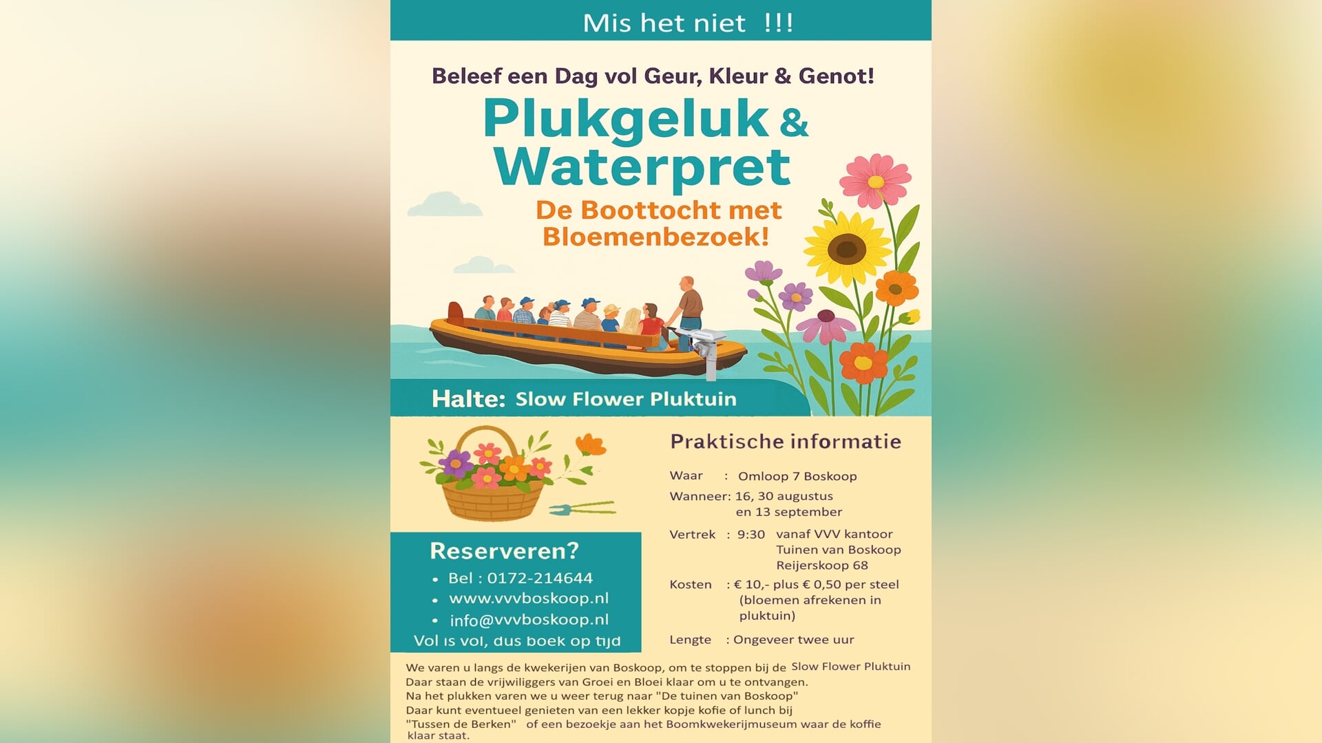 Vaartocht en bloemenplukken in Boskoop