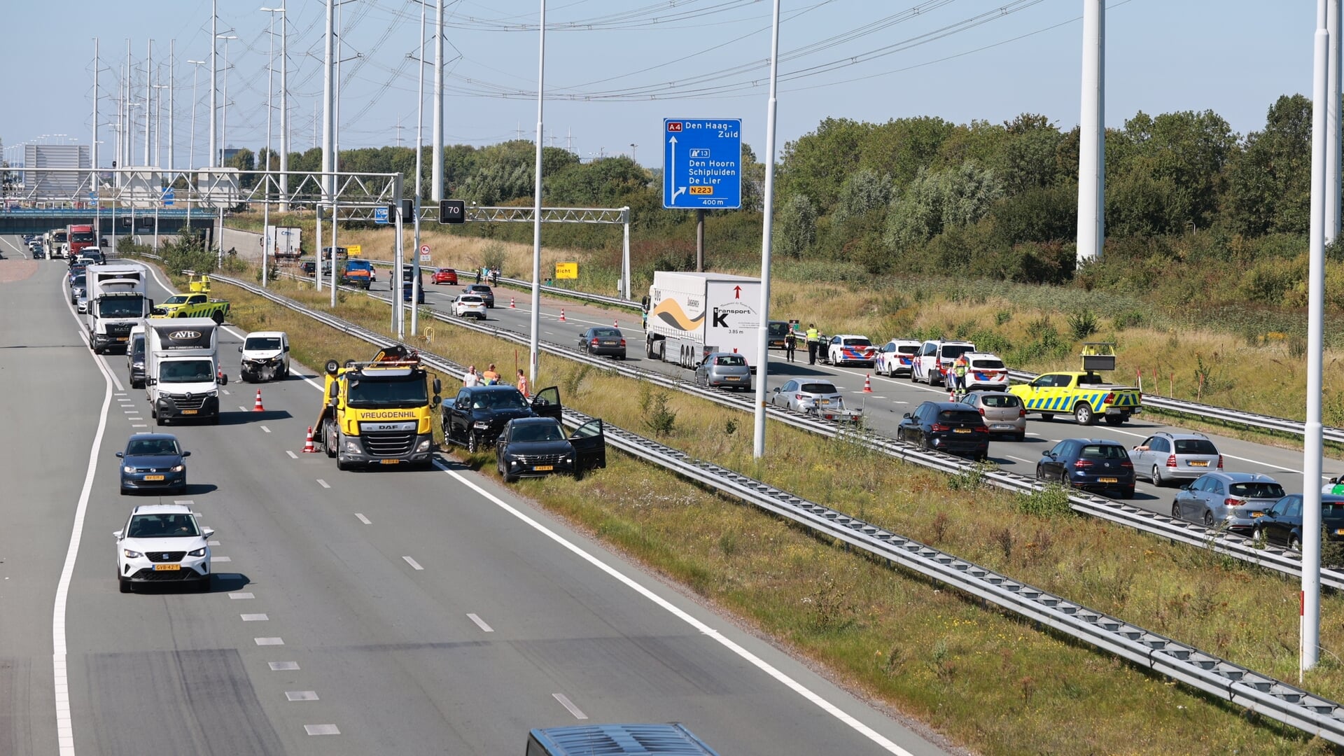 Dubbele kop-staartbotsing in beide richtingen A4 Schipluiden
