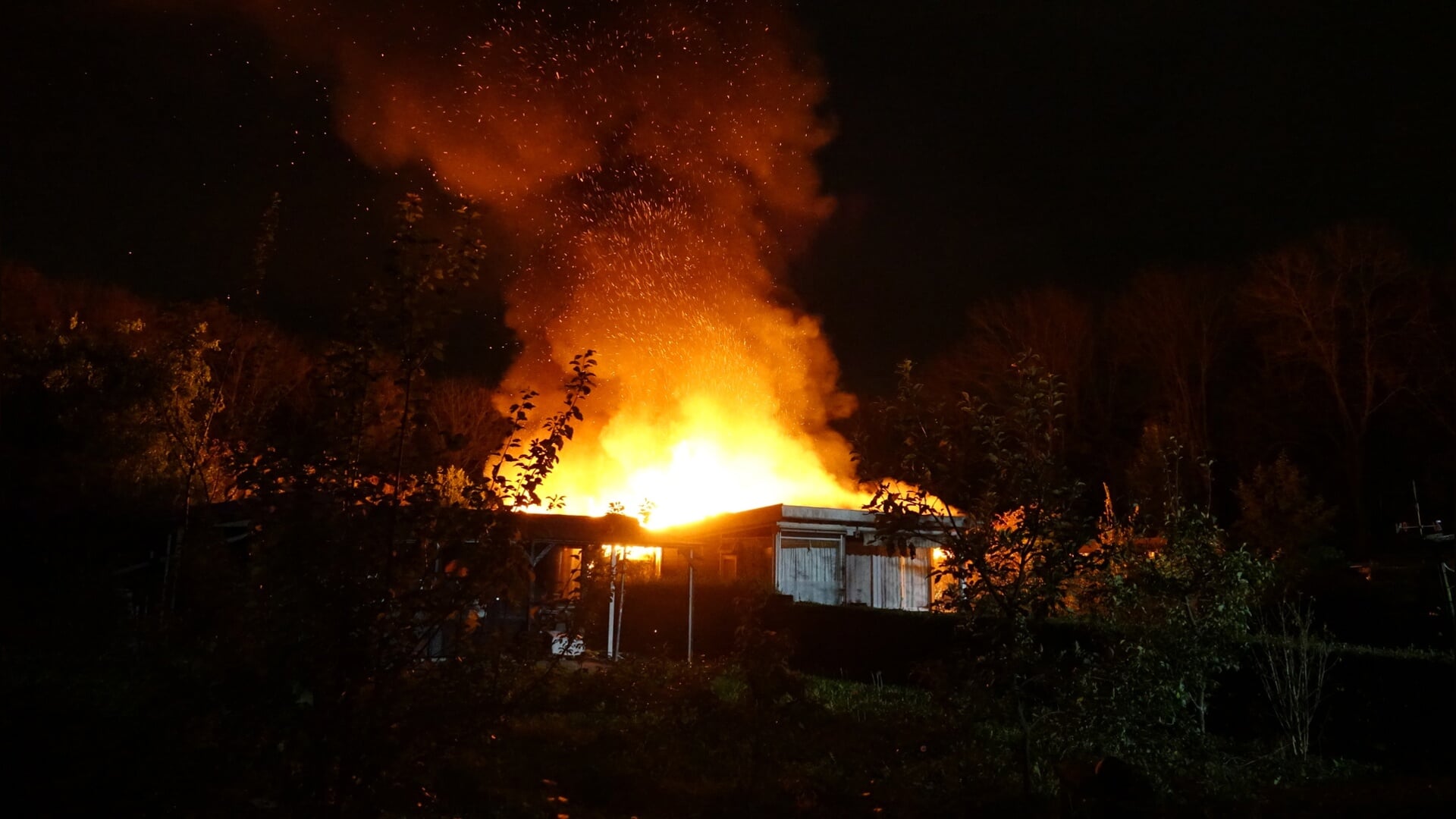 Twee schuren verwoest door brand bij volkstuinencomplex aan Wijkermeerweg in Velsen-Noord