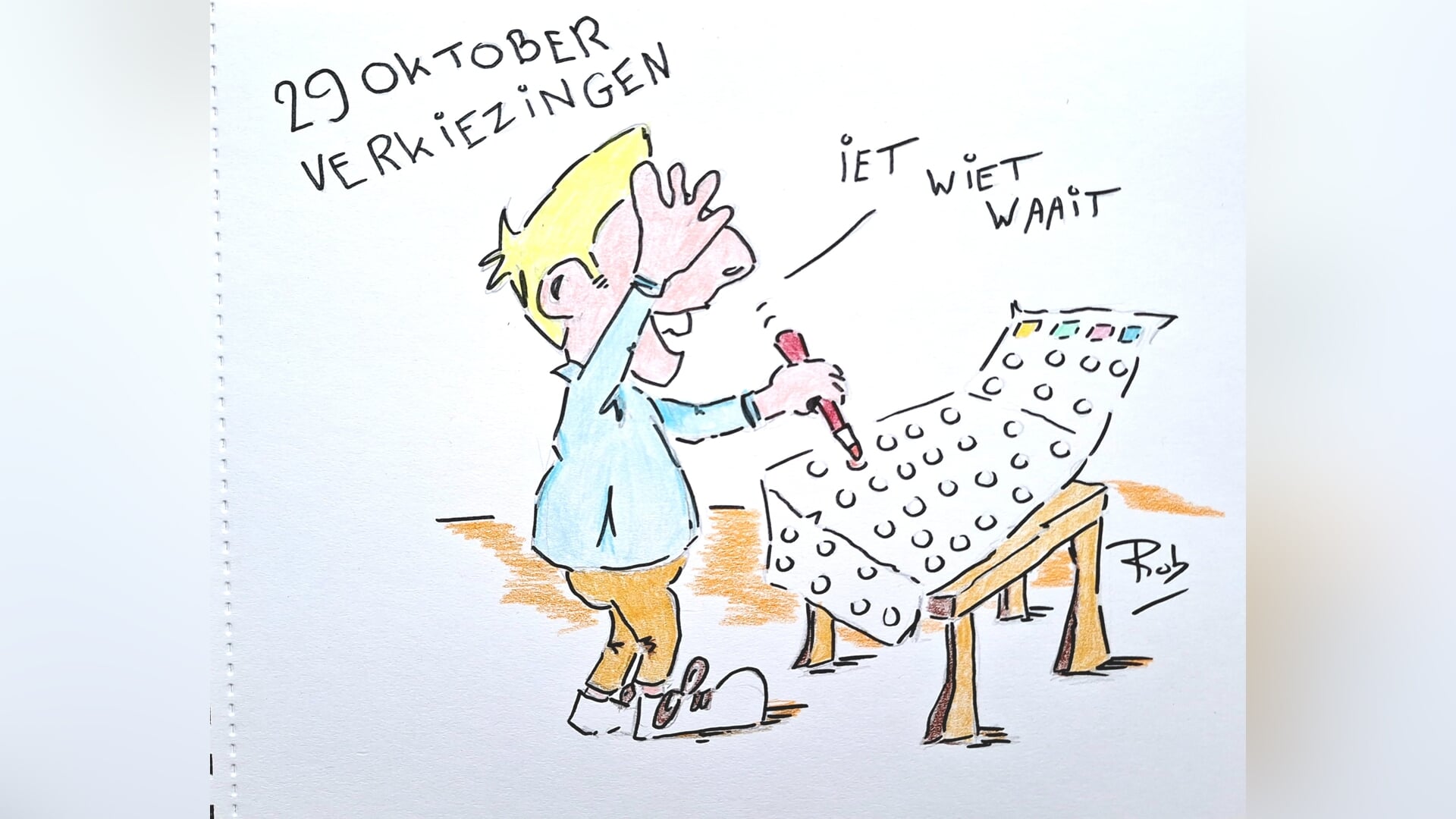 Ku(n)stcartoons van Rob Bak: ‘Veel mensen weten nog niet wat ze gaan stemmen’
