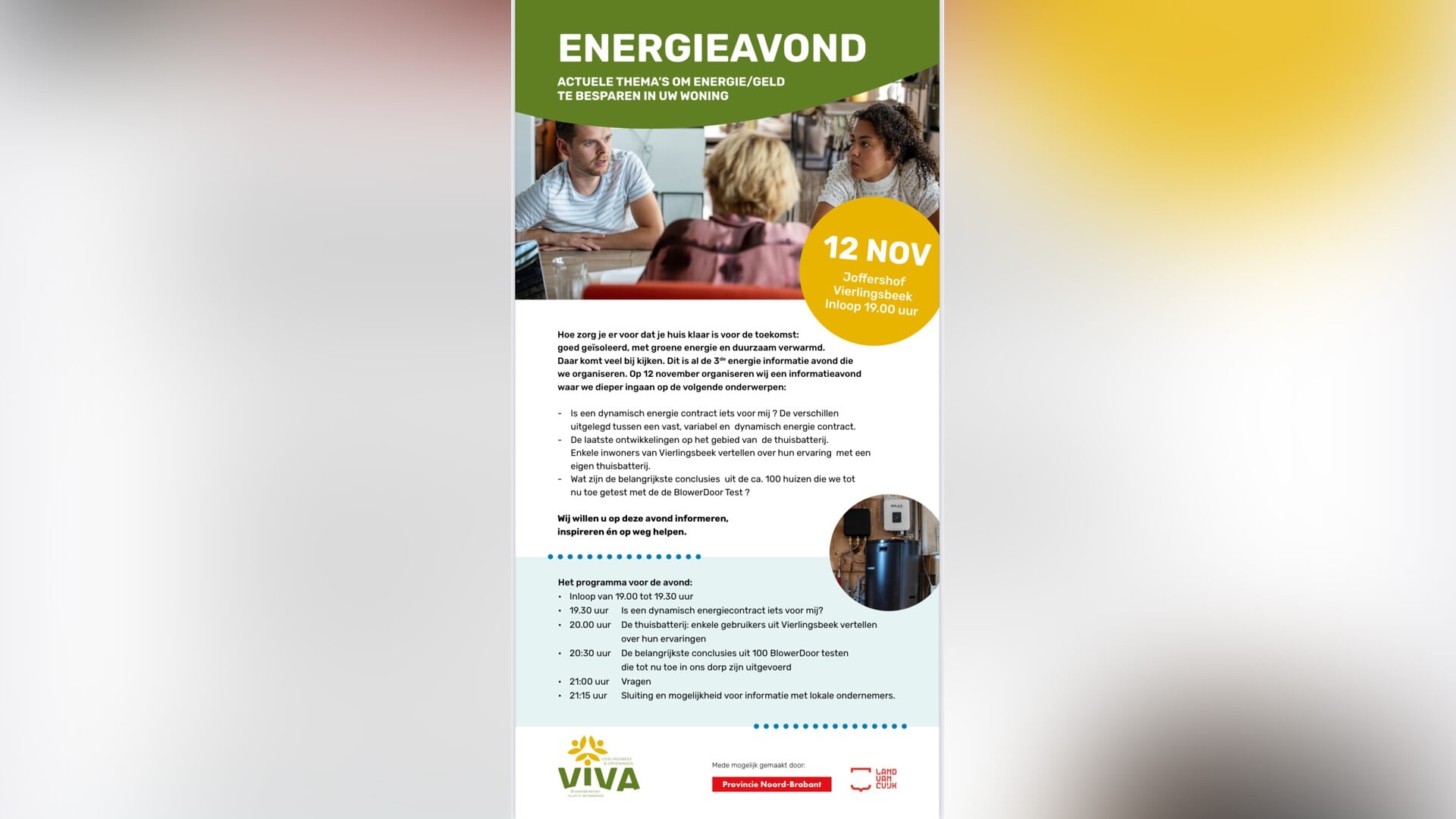 Energieavond over thuisbatterij, BlowerDoor-testen en meer